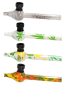 Preview: 1 Glaspfeife mit Metallkopf "Leaf Fully Printed" inkl. Siebe Länge ca. 130mm