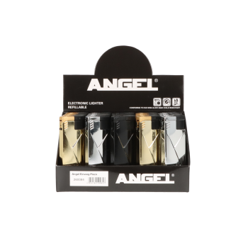 Angel Feuerzeug 1xJet Metallhülle schwarz/silberfb./goldfarben, nachfüllbar