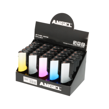 Angel Feuerzeug Jet, Metallhülle Rainbow 4 Farben nachfüllbar 25er Display