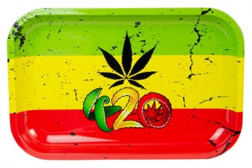 Dreh Tablett Rolling Tray SMALL "420 bunt" ca. 28,5x18,5x2,5cm