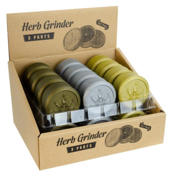 Plastikmühle Kunststoffgrinder Soft Touch mit Pyramidenspitzen, ca. ø 50mm "Leaf" metallic