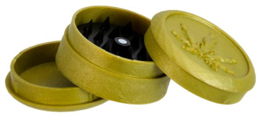 Plastikmühle Kunststoffgrinder Soft Touch mit Pyramidenspitzen, ca. ø 50mm "Leaf" metallic