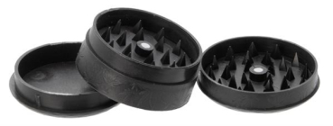 Plastikmühle Kunststoffgrinder Soft Touch mit Pyramidenspitzen, ca. ø 50mm, "Leaf" schwarz & weiß