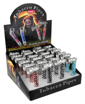 1 US Schraubpfeife aus Metall Purpfeife Silver Patterns 80mm