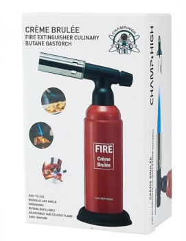 Feuerzeug Champ High Crème Brulée Feuerlöscher Butan Gasbrenner 18,5cm rot