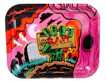 Dreh Tablett Rolling Tray RAW groß ca. 34 x 28 x 2,5cm ZOMBIE