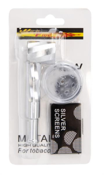1 Raucherset "Geometric" US Pfeife aus Metall inkl. Acrylgrinder und Siebe, 2tlg.