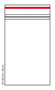 100 Tütchen RED LINE 40x60mm 60µm Druckverschluss Beutel Zip Bags Polybeutel