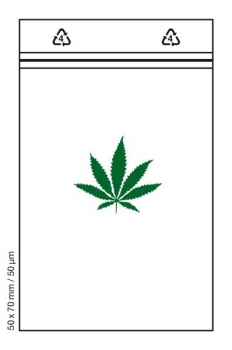 100 Tütchen HEMP 50x70mm Druckverschluss Beutel Zip Bags Polybeutel