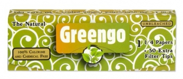 Zigarettenpapier Greengo Unbleached 2 in1 - 1 1/4 Papers mit Filtertips