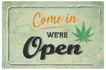 Blechschild We‘re Open retro