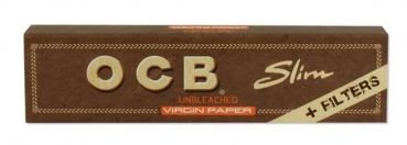 Zigarettenpapier OCB Unbleached Slim Virgin Papier + Filtertips