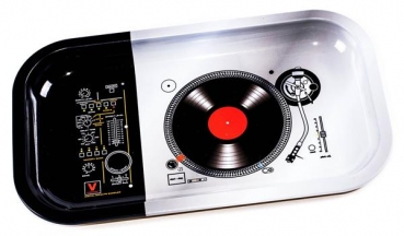 Drehtablett Metall Rolling Tray Tablett "Groove" 27x16x1cm