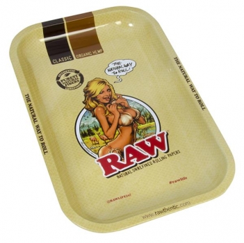 RAW Dreh Tablett Rolling Tray klein "RAW Girl" ca. 27,5 x 17,5 x 2,5cm
