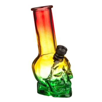 Glas-Bong Mini 14,5cm Skull farbig transparent bunt