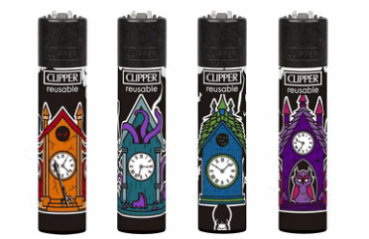 Clipper Feuerzeuge groß 48er Display Sprüche Uhr