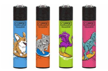 Clipper Feuerzeuge groß 48er Display Sprüche Tiere