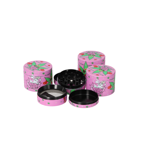 1 Super Heroes Grinder4-teilig Metall pink 3 Motive Ø 5cm
