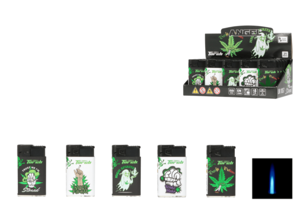 Angel Feuerzeug Jet Cannabis Design, nachfüllbar