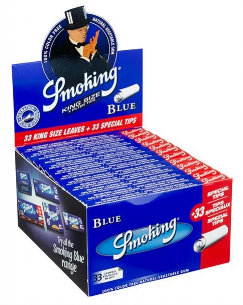 Smoking Blue King Size Papier + Filtertips Papier Zigarettenpapier Blättchen Papers