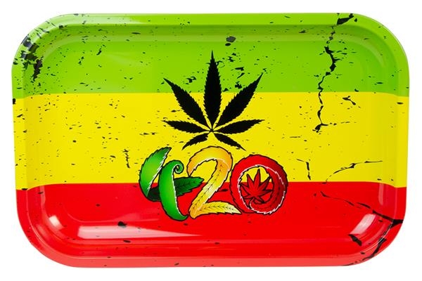 Dreh Tablett Rolling Tray SMALL "420 bunt" ca. 28,5x18,5x2,5cm