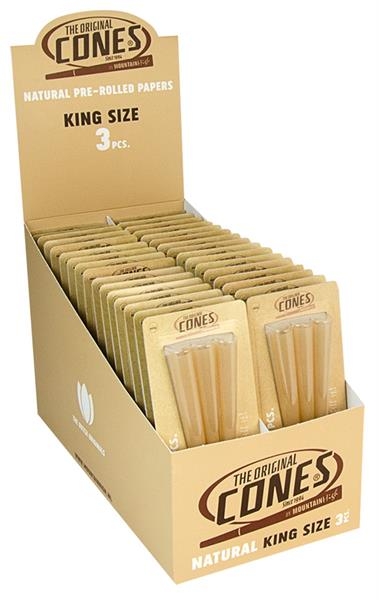 CONES KING SIZE NATURAL Paper 3Pack Display