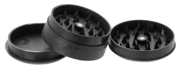 Plastikmühle Kunststoffgrinder Soft Touch mit Pyramidenspitzen, ca. ø 50mm, "Leaf" schwarz & weiß