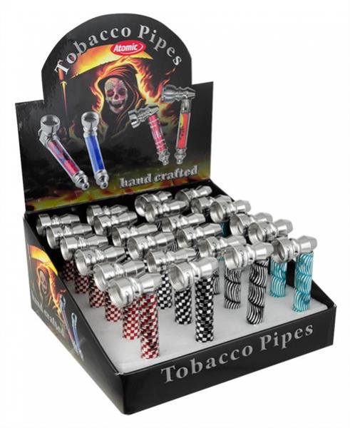 1 US Schraubpfeife aus Metall Purpfeife Silver Patterns 80mm