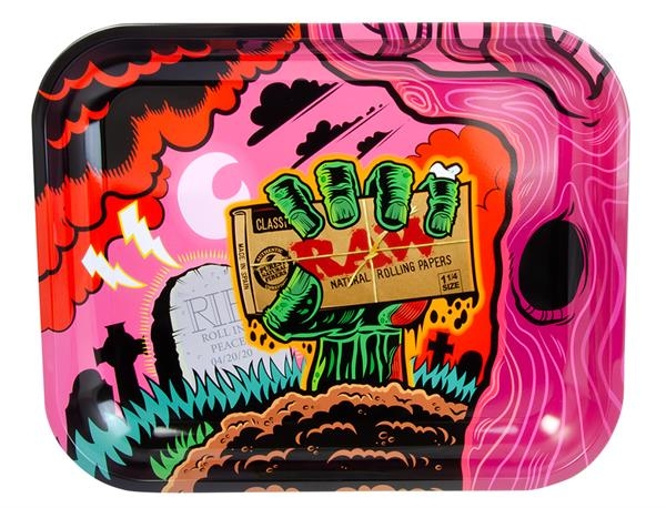Dreh Tablett Rolling Tray RAW groß ca. 34 x 28 x 2,5cm ZOMBIE