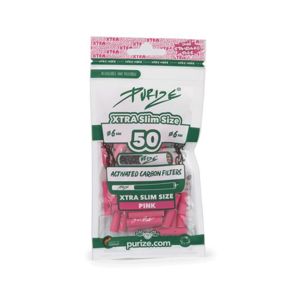 PURIZE Aktivkohlefilter XTRA Slim PINK ø 5,9mm 50er Packung