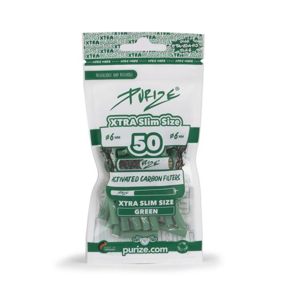 PURIZE Aktivkohlefilter XTRA Slim GREEN ø 5,9mm 50er Packung