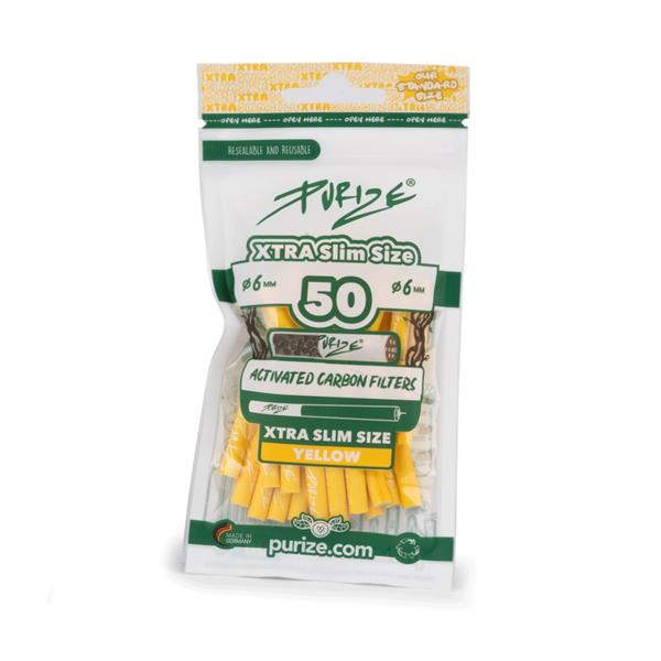 PURIZE Aktivkohlefilter XTRA Slim YELLOW ø 5,9mm 50er Packung