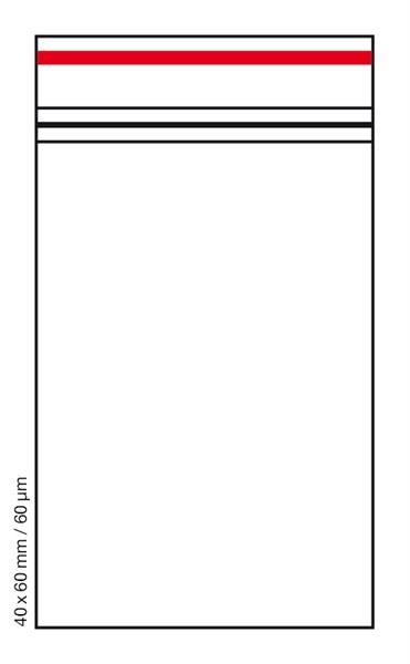 100 Tütchen RED LINE 40x60mm 60µm Druckverschluss Beutel Zip Bags Polybeutel