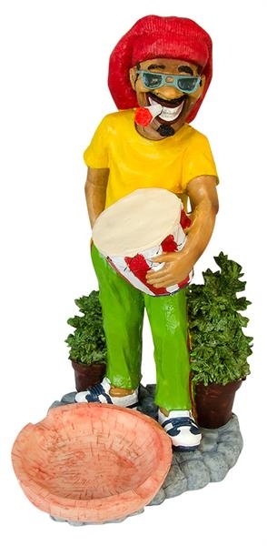 Polyresin Aschenbecher XL Rastaman mit Joint, Schale und Trommel 24 cm