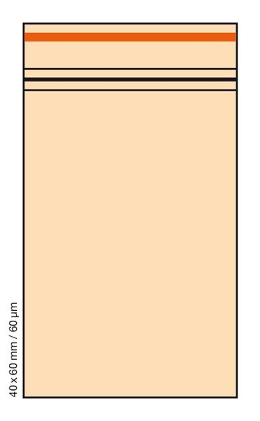 100 Tütchen ORANGE 60µm 40x60mm Druckverschluss Beutel Zip Bags Polybeutel
