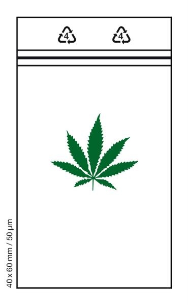 100 Tütchen HEMP 40x60mm Druckverschluss Beutel Zip Bags Polybeutel