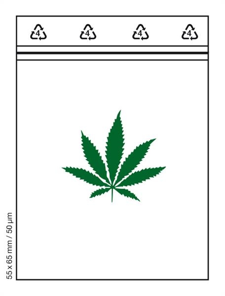 100 Tütchen HEMP 55x65mm Druckverschluss Beutel Zip Bags Polybeutel