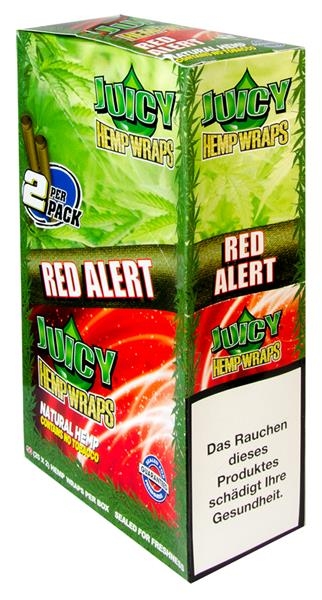 Juicy Hemp Wraps 50 (25x2) BOX Red Alert: (Strawberry/Erdbeer Geschmack)