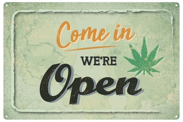 Blechschild We‘re Open retro