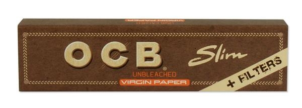 Zigarettenpapier OCB Unbleached Slim Virgin Papier + Filtertips