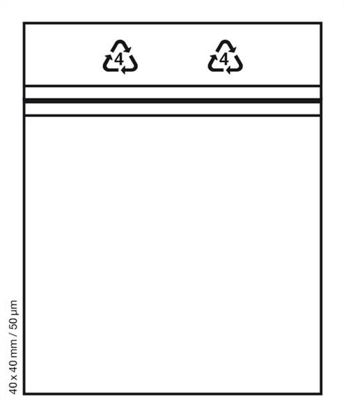 100 Tütchen 40x40 mm tranparent Druckverschluss