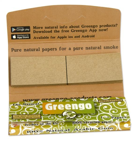Zigarettenpapier Greengo Unbleached 2 in1 - 1 1/4 Papers mit Filtertips