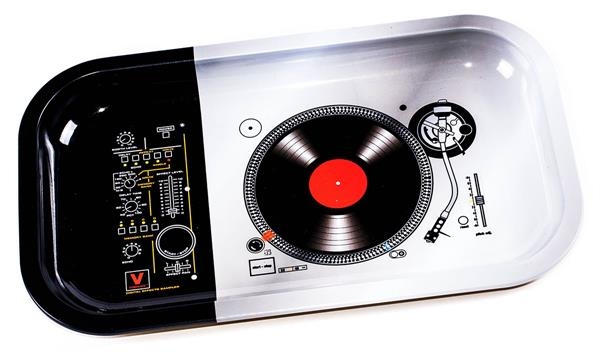 Drehtablett Metall Rolling Tray Tablett "Groove" 27x16x1cm
