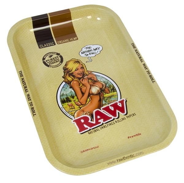 RAW Dreh Tablett Rolling Tray klein "RAW Girl" ca. 27,5 x 17,5 x 2,5cm