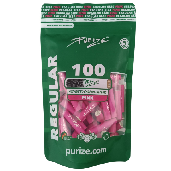 PURIZE Aktivkohlefilter PINK ø 9mm 100er Packung