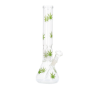 Glasbong Ice+Percolator konisch transparent Hanfblatt grün