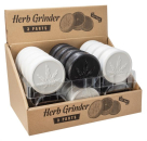 Plastikmühle Kunststoffgrinder Soft Touch mit Pyramidenspitzen, ca. ø 70mm, "Leaf" schwarz & weiß