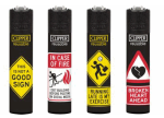 Clipper Feuerzeuge groß 48er Display Sprüche Warnung